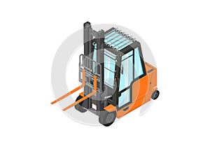Isometric counterbalance forklift truck without load. photo