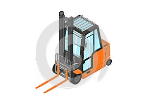 Isometric counterbalance forklift truck without load.