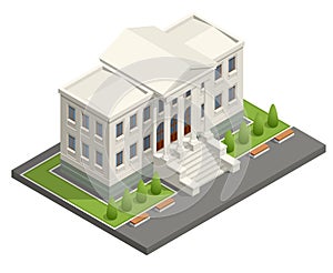 Isometric courthouse building. Law and justice concept. Vector illustration