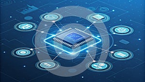 Isometric CPU Connected Devices and Data Flow