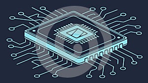 Isometric CPU Microchip Technology Icon, vector design Generative AI