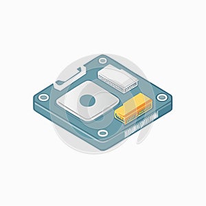 Isometric CPU Microchip Vector Icon for Technology