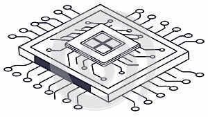 Isometric CPU Processor Chip Vector for Computing and AI, vector design Generative AI