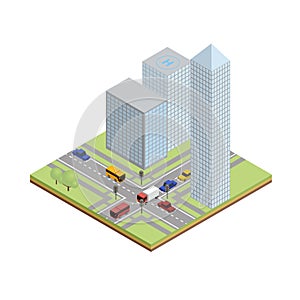 Isometric crossroad in city