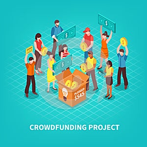 Isometric Crowdfunding Illustration