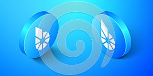 Isometric Cryptocurrency coin Bitshares BTS icon isolated on blue background. Physical bit coin. Digital currency