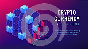 Isometric cryptocurrency investment landing page concept. photo