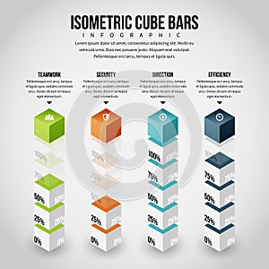 Isometric Cube Bars Infographic