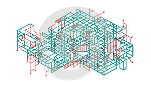 Isometric Cube Network: Abstract Data Architecture, vector design Generative AI