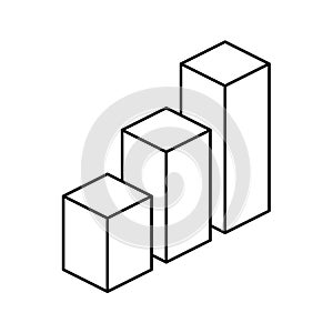 Isometric cubes icon. 3d graph outline vector illustration. Editable stroke