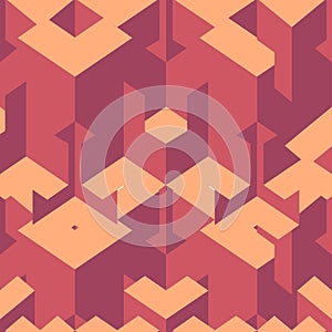 Isometric cubes seamlessly repeatable pattern. 3D background. Vector