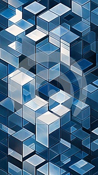 Isometric Cubes: A Three-Dimensional Pattern of Interlocking Cubes, Creating a Dynamic Geometric Visual Effect