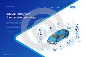 Isometric Cybernetic Robots works with a virtual interface in augmented reality. Virtual computer development of a car