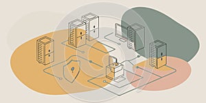 Isometric Cybersecurity Network Concept