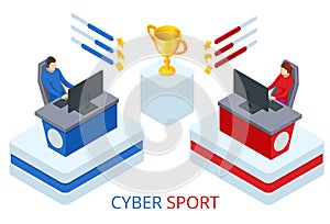 Isometric Cybersport or Electronic Sports, E-sports, or eSports, sports competition using video games. Organized photo