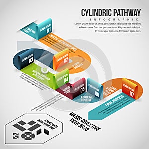 Isometric Cylindric Pathway Infographic