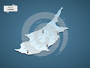 Isometric 3D Cyprus vector map concept.