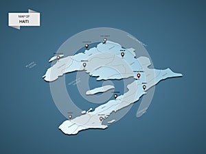 Isometric 3D Haiti vector map concept.