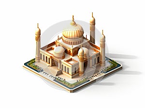 Izometrický  trojrozměrný ilustrace z mešita na obyčejný 