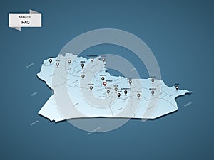 Isometric 3D Iraq vector map concept.