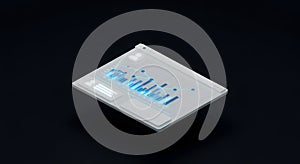 Isometric 3D Render of a Digital Dashboard Displaying Business Analytics and Data Visualization with Charts and Graphs