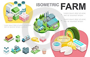 Isometric Dairy Industry Infographic Concept