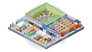 Isometric Data Center Interior Vector Illustration for Cloud, vector design Generative AI