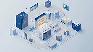 Isometric Data Center Network Illustration