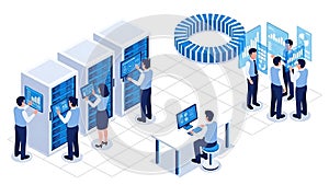 Isometric Data Center and Server Management: Team Analyzing Big Data, Cloud Computing & Network Operations