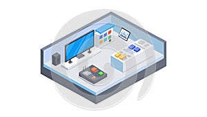 Isometric Data Center or Server Room Technology Hub, vector design Generative AI