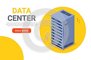 Isometric data center technology server backup big block storage digital database website