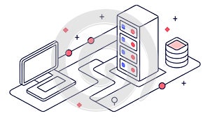 Isometric Data Server and Laptop Vector for Cloud Computing Concepts, vector design Generative AI
