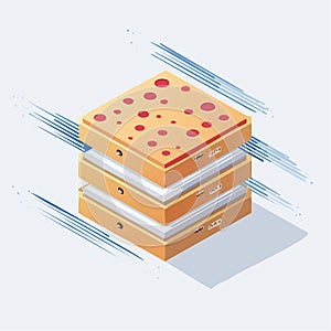 Isometric Data Server Stack Technology Concept
