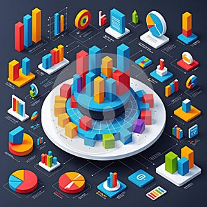 Isometric Data Visualization: Business Analytics, Statistics, and Performance Metrics