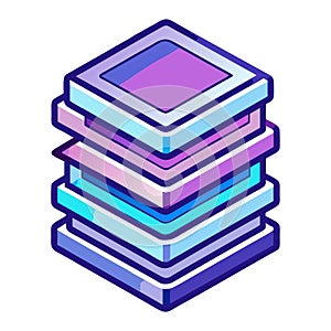 Isometric Database Server Stack: Data Storage, Hosting, and Cloud Computing Concept