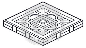 Isometric Decorative Tile Pattern. Elegant architectural floor design. vector design Generative AI