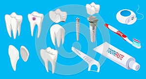 Isometric Dental Elements Set