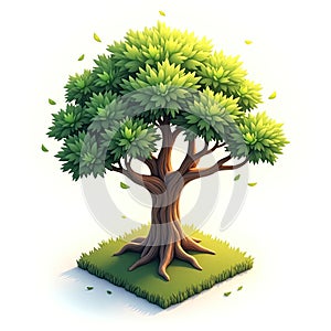 An isometric depiction of healing tree icon
