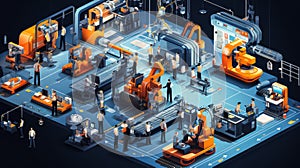 Isometric Depiction of Industry 4.0 Where Automation and Innovation Converge