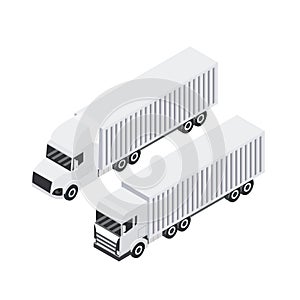 Isometric design of cargo truck. Heavy haul trailer