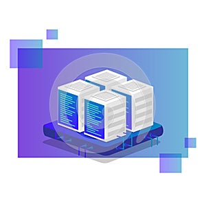 Isometric design cloud data storage concept