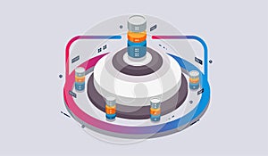 Isometric design concept virtual reality and augmented reality. software development and programming. Computation of big data