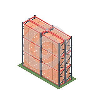 Isometric design of warehouse rack with pallet