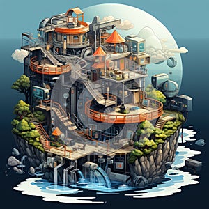 Isometric of a detailed website server illustration