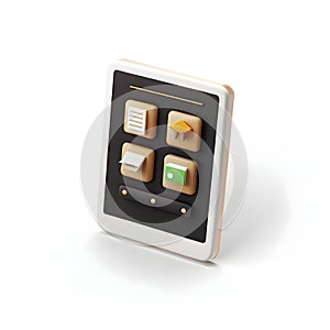 Isometric device with application icons screen applications