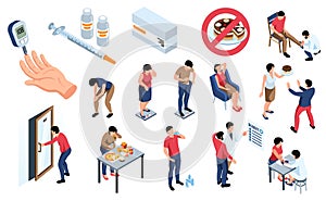 Isometric Diabetes Icons Collection