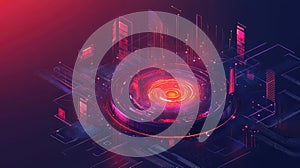 Isometric digital city connecting data network core