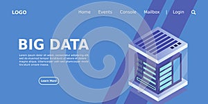 Isometric Digital Technology Web Banner. BIG DATA Machine Learning Algorithms