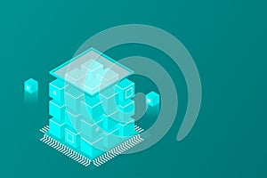 Isometric Digital Technology Web Banner. BIG DATA Machine Learning Algorithms