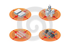 Isometric district zoning urbanization